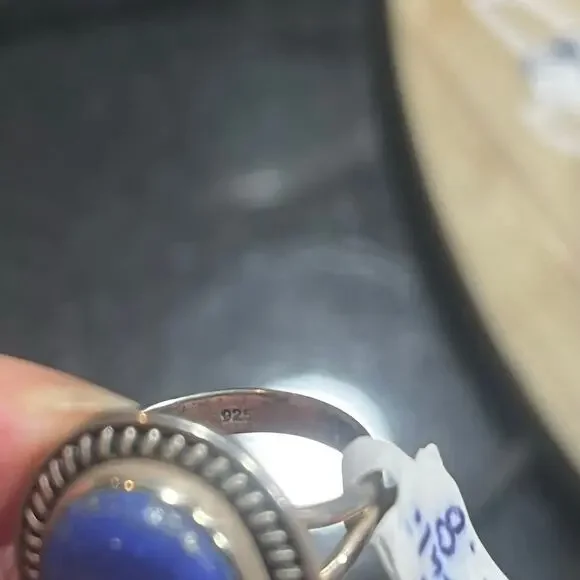 Native American made size 8 Lapis Lazuli set in 925 Sterling Silver. - Picture 4 of 6